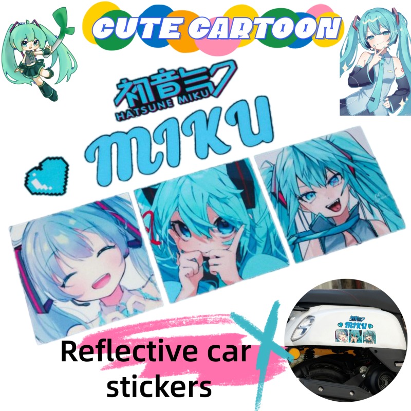Car Accessories Rear - Novos Adesivos Refletivos Criativos Hatsune Miku